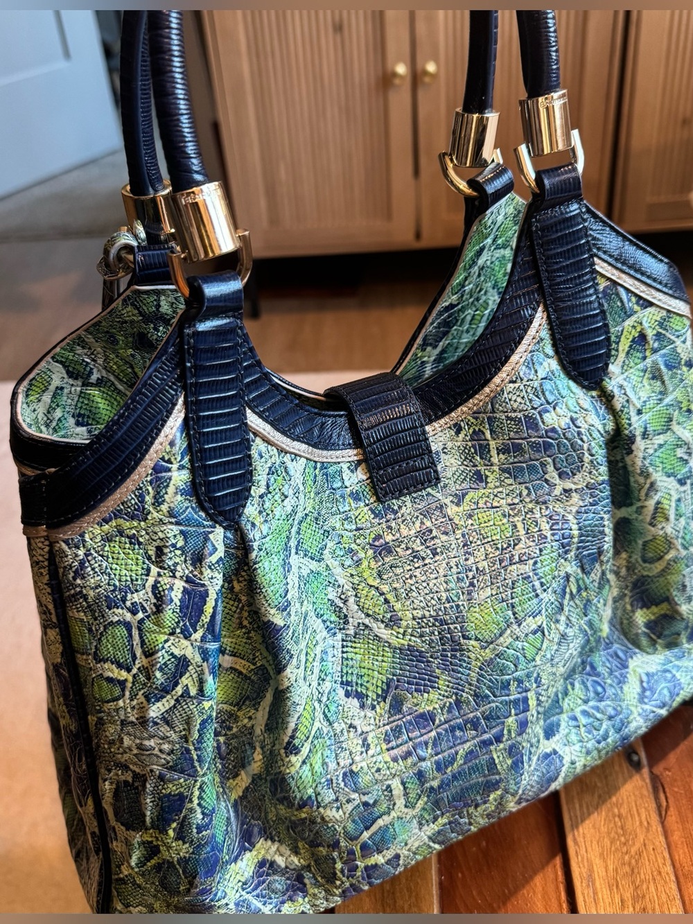 Brahmin Celia Green Viper Mackay Bag Green in Genuine Leather - Picture 8 of 15
